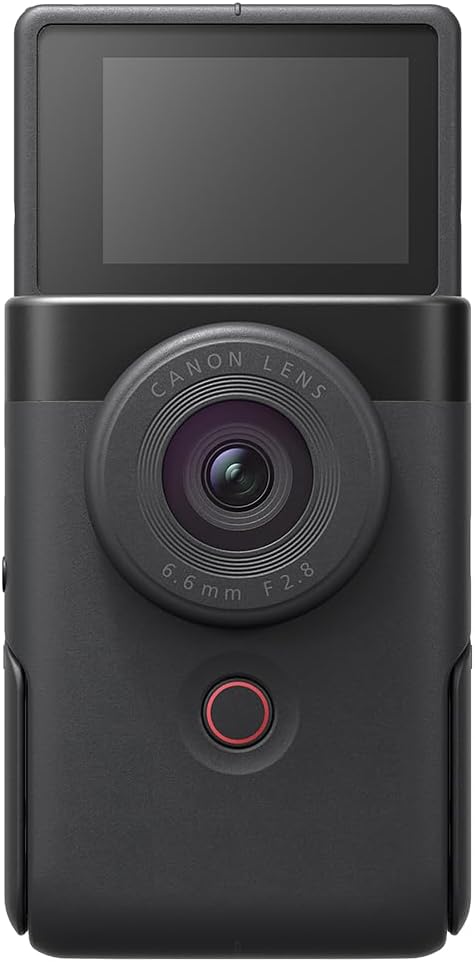 Canon PowerShot V10 Camera, Content Creator Compact Vlogging Camera, Fixed 19mm Wide-Angle Lens, 4K Video, Face Detection, Built-in Microphone, Live Streaming, Built-in Stand, Black