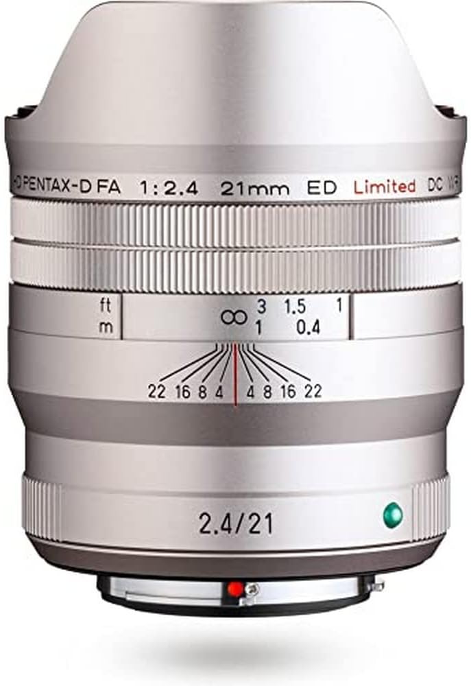 Pentax D FA 21mmF2.4ED Limited DC WR Silver Ultra-Wide-Angle Single Focus Lens [for use with Full Frame DSLR ] Limited Lens, machined Aluminum Lens Barrel, (28050)