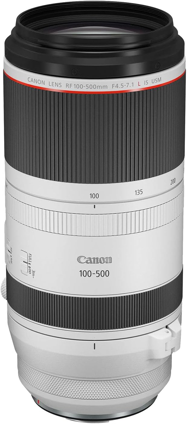 Canon RF100-500mm F4.5-7.1 L is USM Lens, Super-Telephoto Zoom Lens, Compatible with EOS R Series Mirrorless Cameras, White