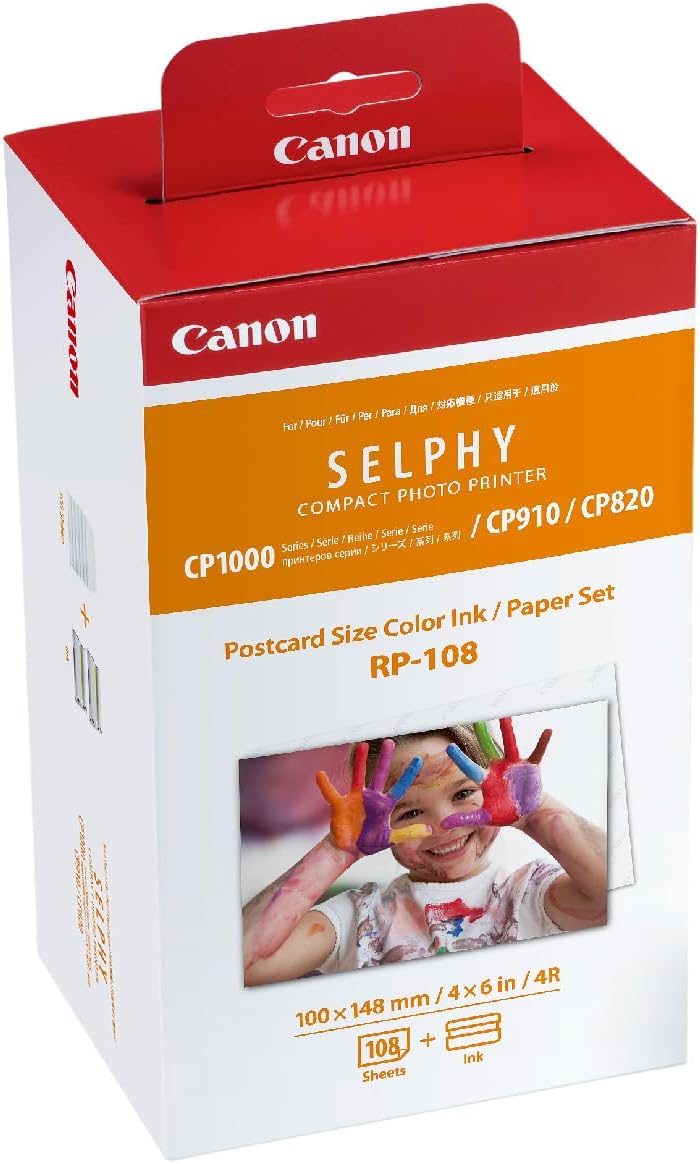 Canon SELPHY RP-108 Ink + Paper Multipack - Genuine Printer Ink Cartridges 2 Pack (2 x Cartridges) & 108 Sheets (100 x 148mm)
