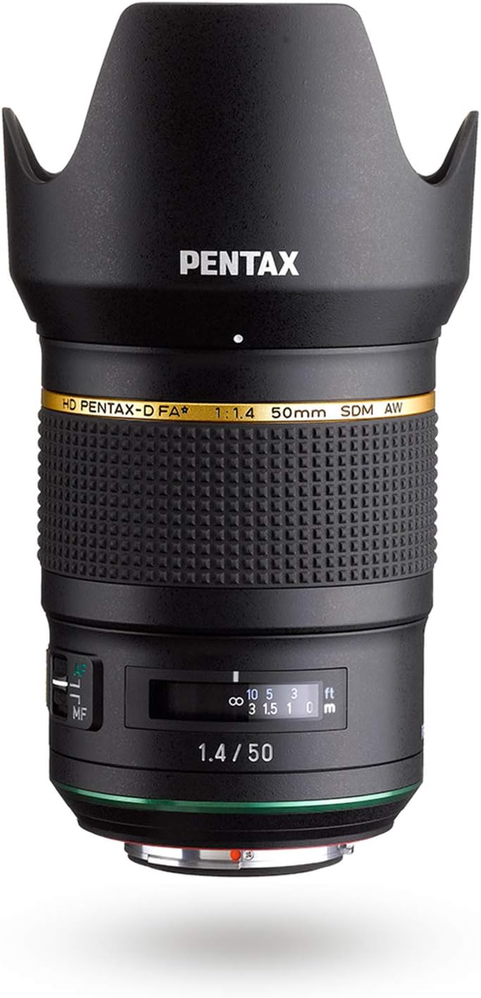 Pentax HD PENTAX-D FA50mmF1.4 SDM AW Single-focus standard lens New-generation, Star-series lens Extra-sharp, high-contrast images Free of flare and ghost images, Black