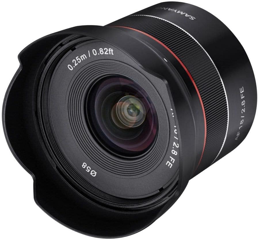 Samyang AF 18mm F2.8 Auto Focus Full Frame Wide Angle Lens for Sony E Mount – Compact, Ultra Lightweight, 58mm Filter Thread, High Resolution Optics, Quiet STM Autofocus