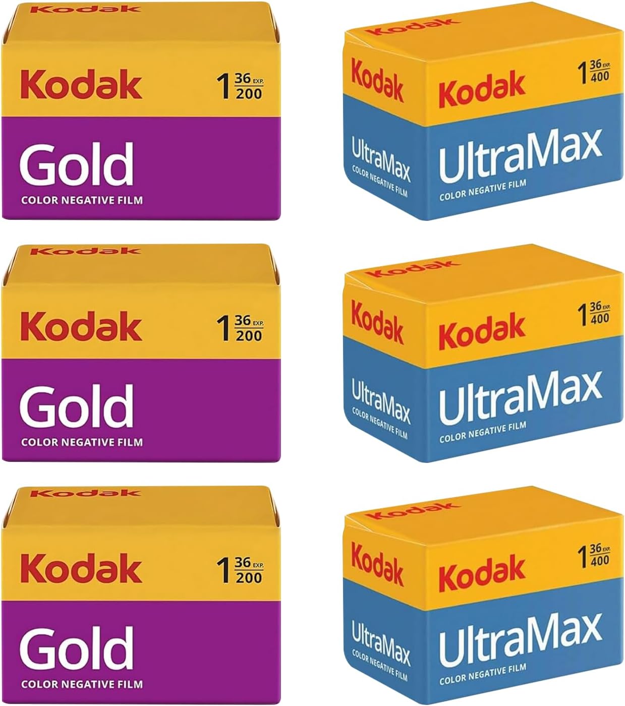 Kodak Ultramax 400 35mm Film 3 Pack & Kodak Gold 200 35mm Film 3 Pack Bundle (6 Total Rolls) 36exp for 35mm Film Camera 35mm - Kodak Film- Balveli Microfiber Cloth - 35 mm Film roll- Camera Film-