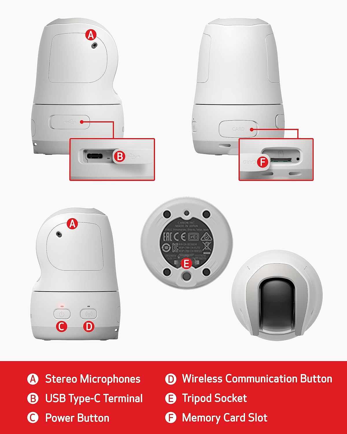 Canon PowerShot Pick Active Tracking PTZ Camera with Built-in Wi-Fi, Photo and Video, Compact and Portable, Wireless Webcam, White