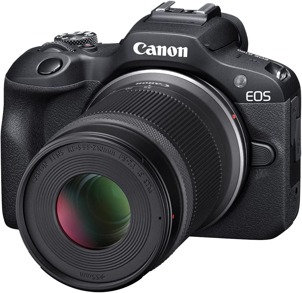 Canon EOS R100 Mirrorless Camera RF-S18-45mm F4.5-6.3 is STM & RF-S55-210mm F5-7.1 is STM Lens Kit, 24.1 Megapixel CMOS (APS-C) Sensor, 4K Video, RF Mount, Black