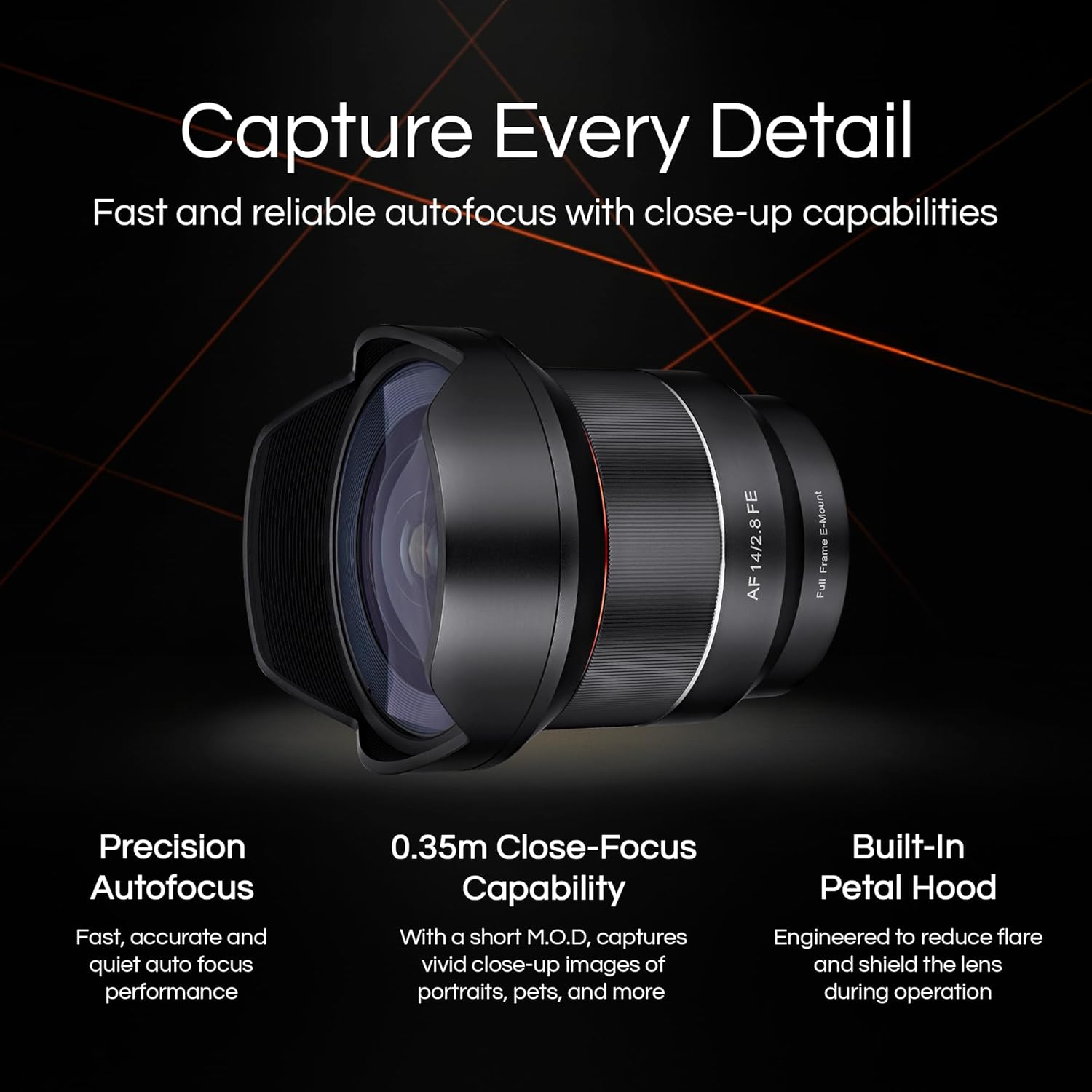 Samyang 14mm F2.8 Auto Focus Lens for Canon EF - Ultra-Wide Full Frame Prime, Weather-Sealed Build, Quiet AF Motor, UMC Coating, Built-in Hood, Lightweight
