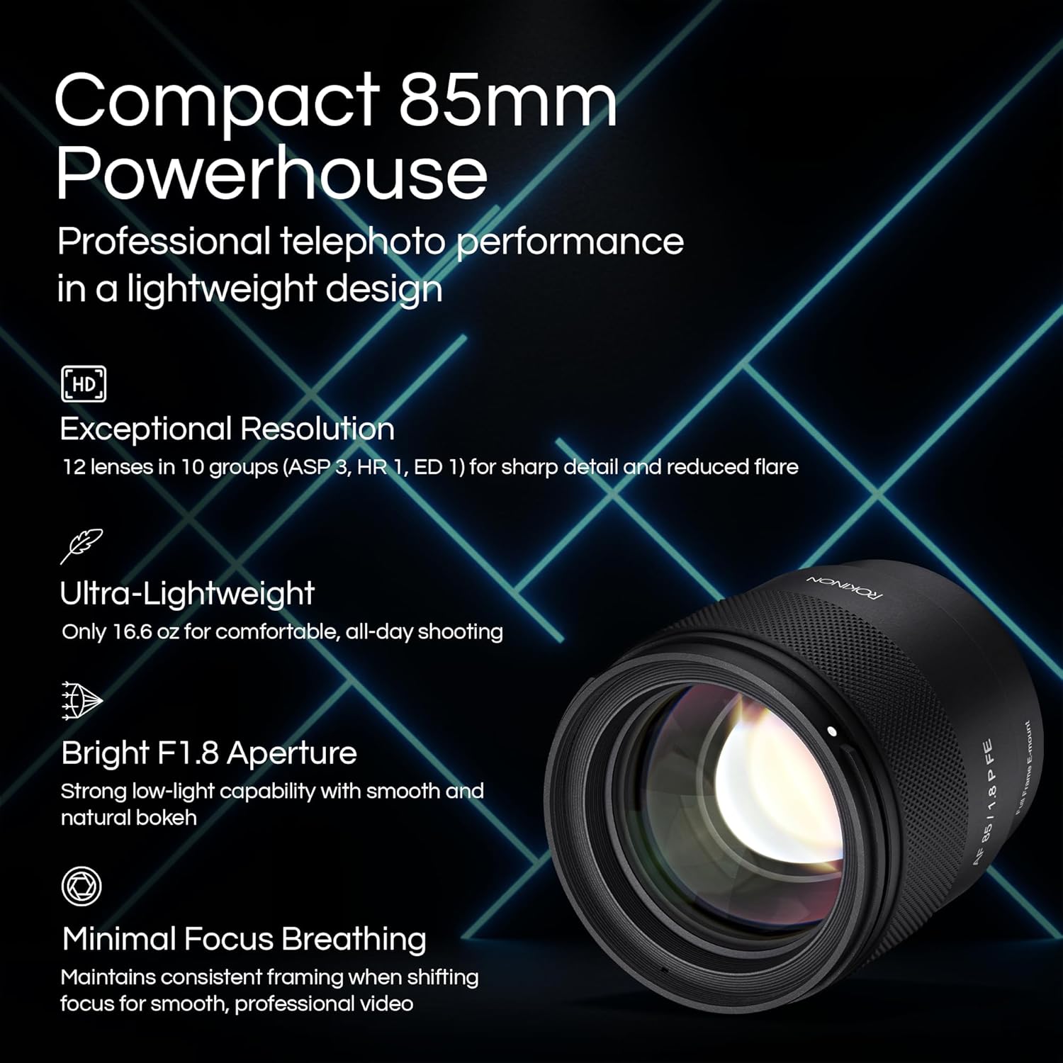 Rokinon 85mm F1.8 Compact AF Lens for Sony FE Mounts