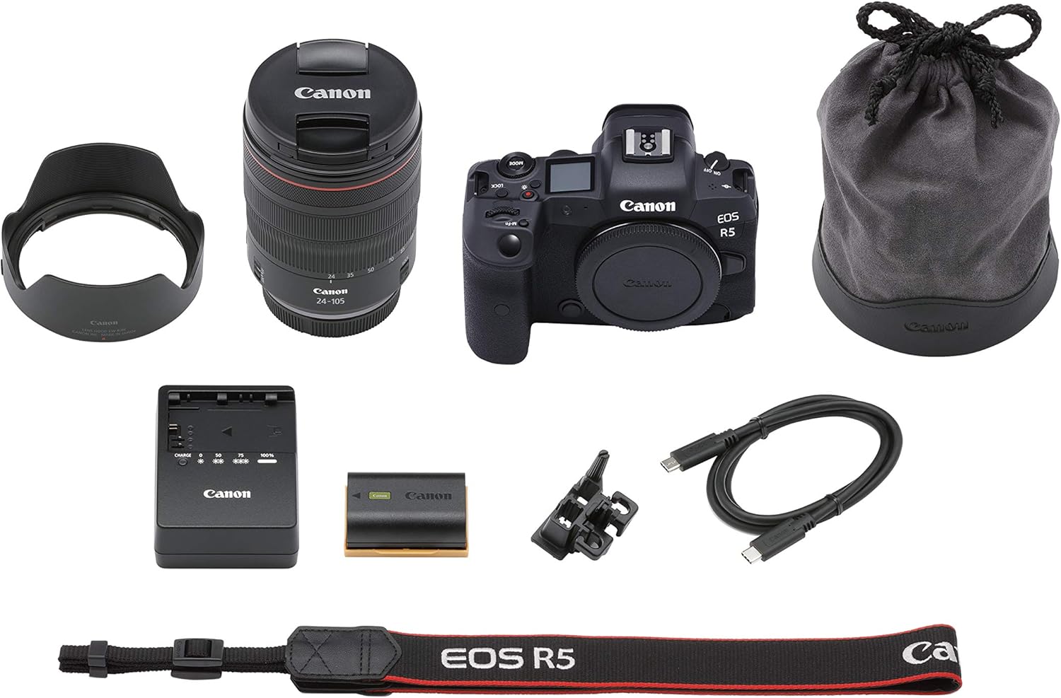 Canon EOS R5 Mirrorless Camera RF24-105mm F4 L is USM Lens Kit, Full-Frame Hybrid Camera, 8K Video, 45 Megapixel CMOS Sensor, DIGIC X Image Processor, Up to 12 FPS, RF Mount, Black