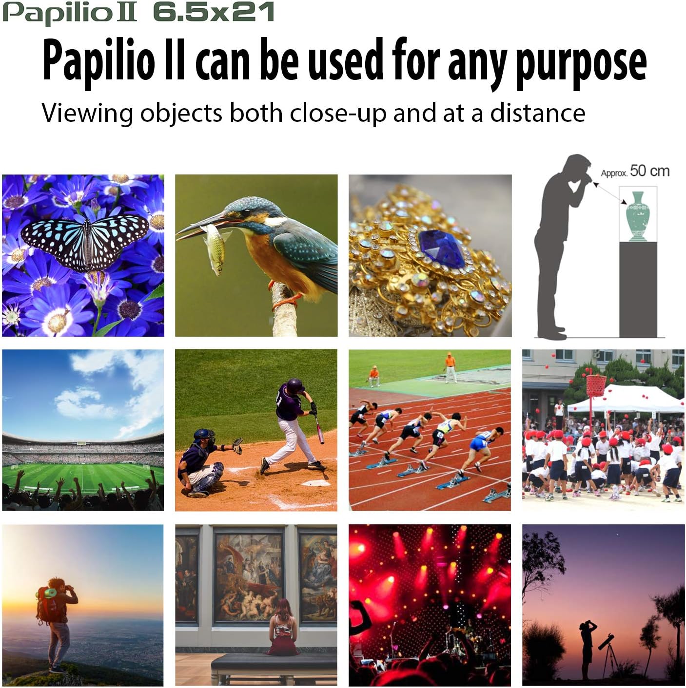 Pentax Papilio II 6.5x21 Binoculars (Gray) suitable for watching objects both close-up and far away