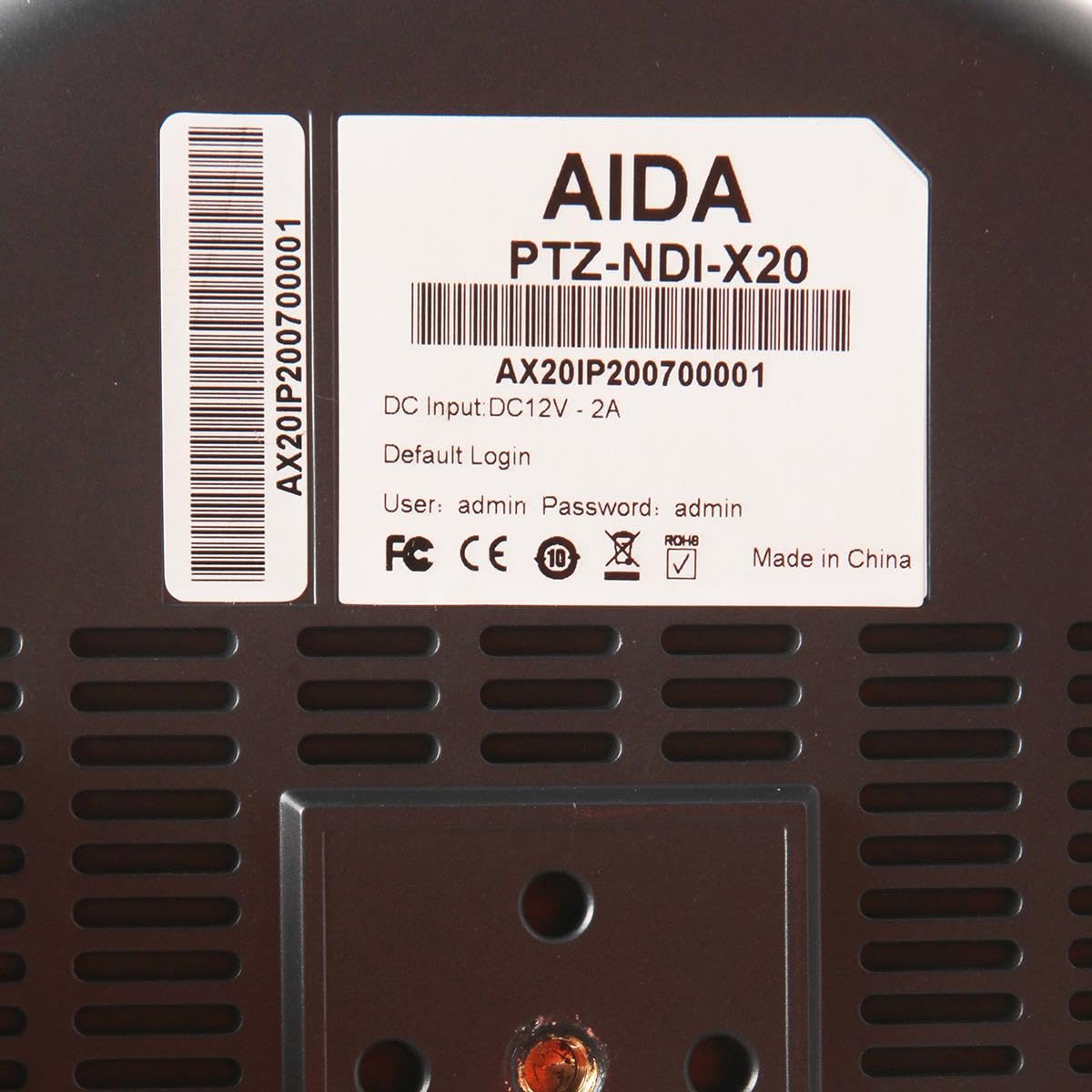 Aida Imaging AIDA Imaging PTZ-NDI-X20 Full-HD Optical Zoom Streaming Camera, 1 Count (Pack of 1)