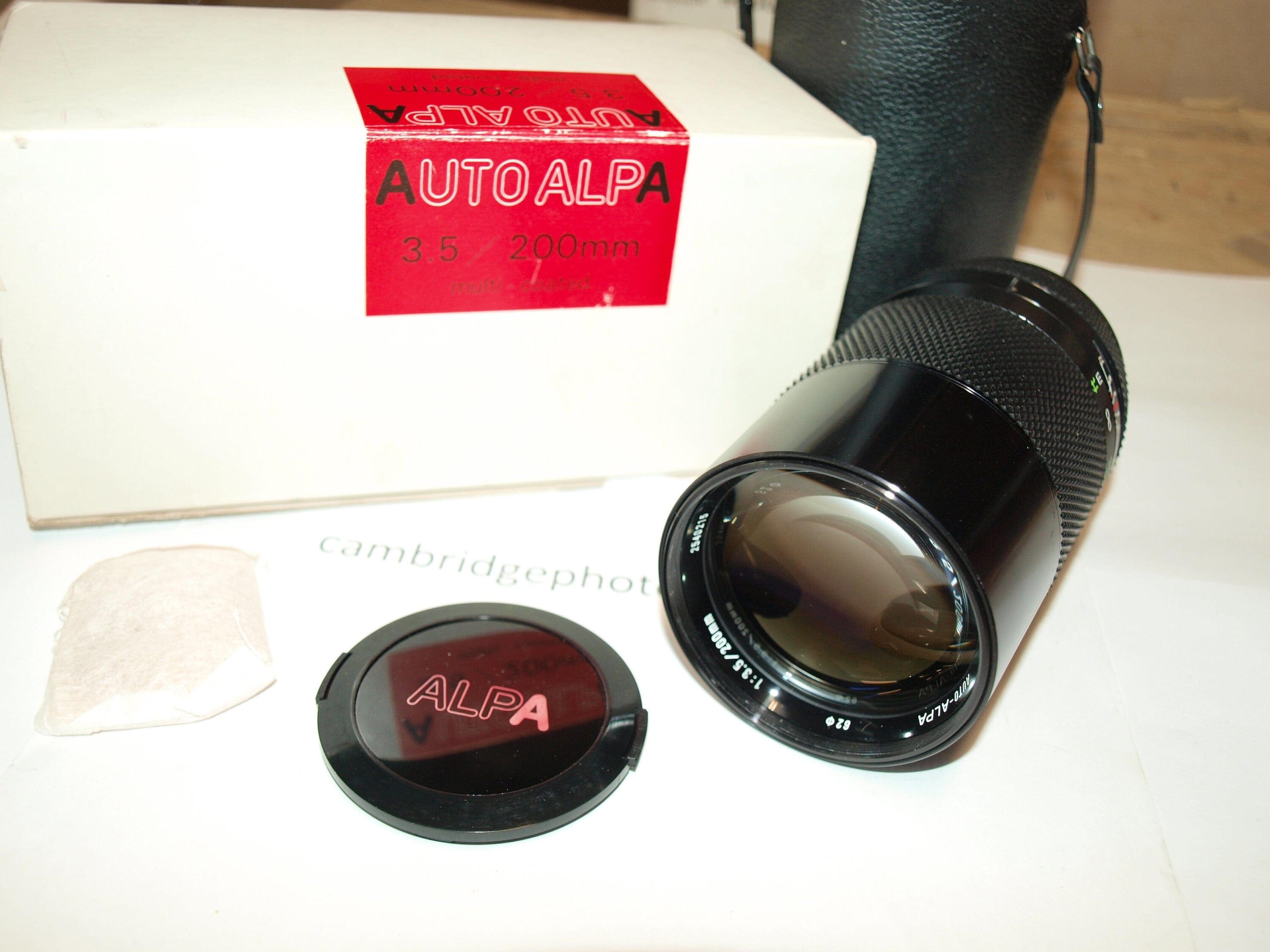 Alpa NEW old stock Alpa 200mm f3.5 M42 screw mount telephoto lens in original  factory box with case