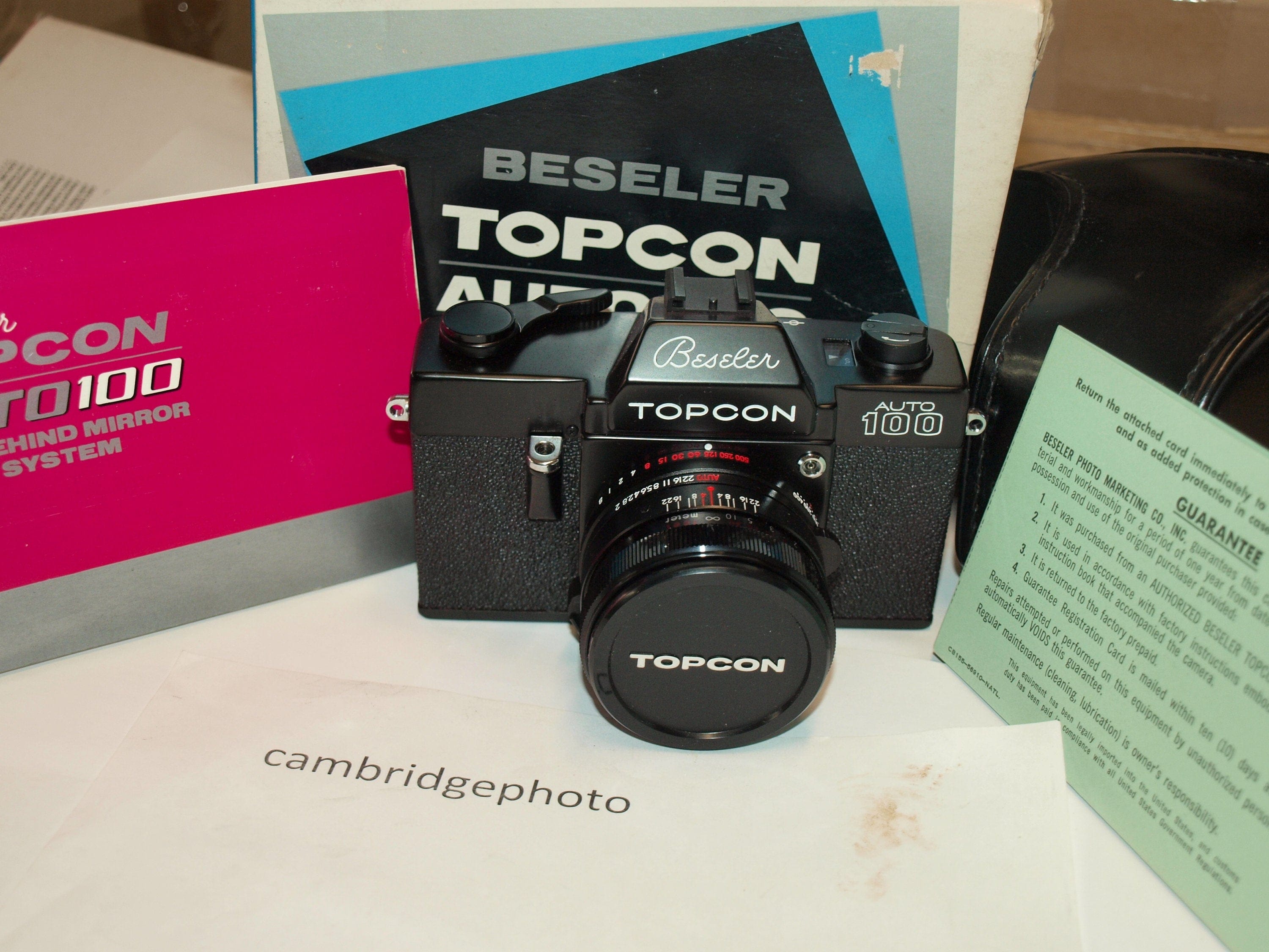 Beseler NEW old stock BLACK Beseler Topcon Auto 100 with 50mm f2.0 Topcor lens