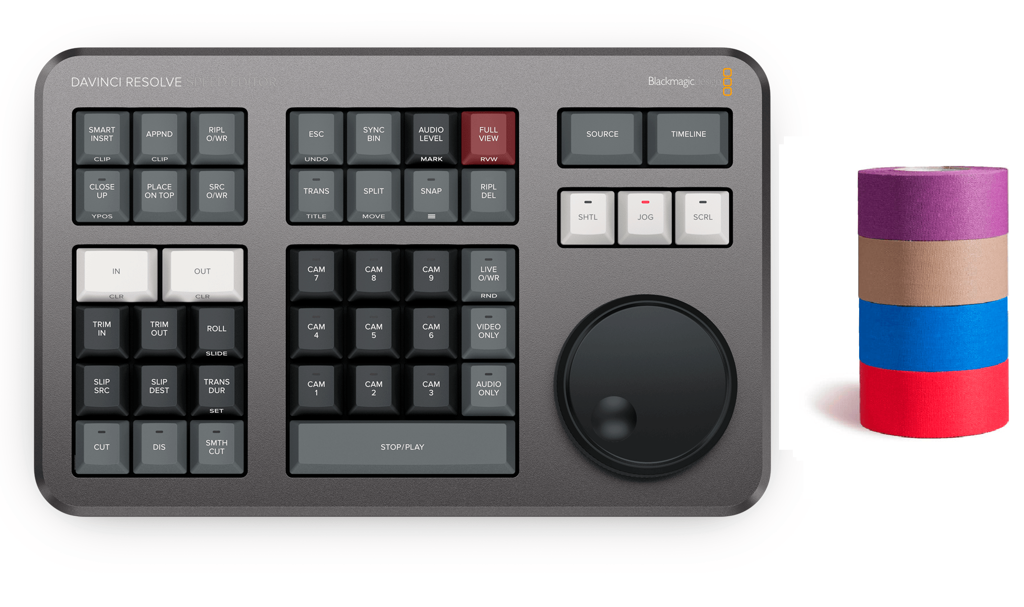 Blackmagic Design Blackmagic Design DaVinci Resolve Speed Editor with Multicolor Gaffers Tape