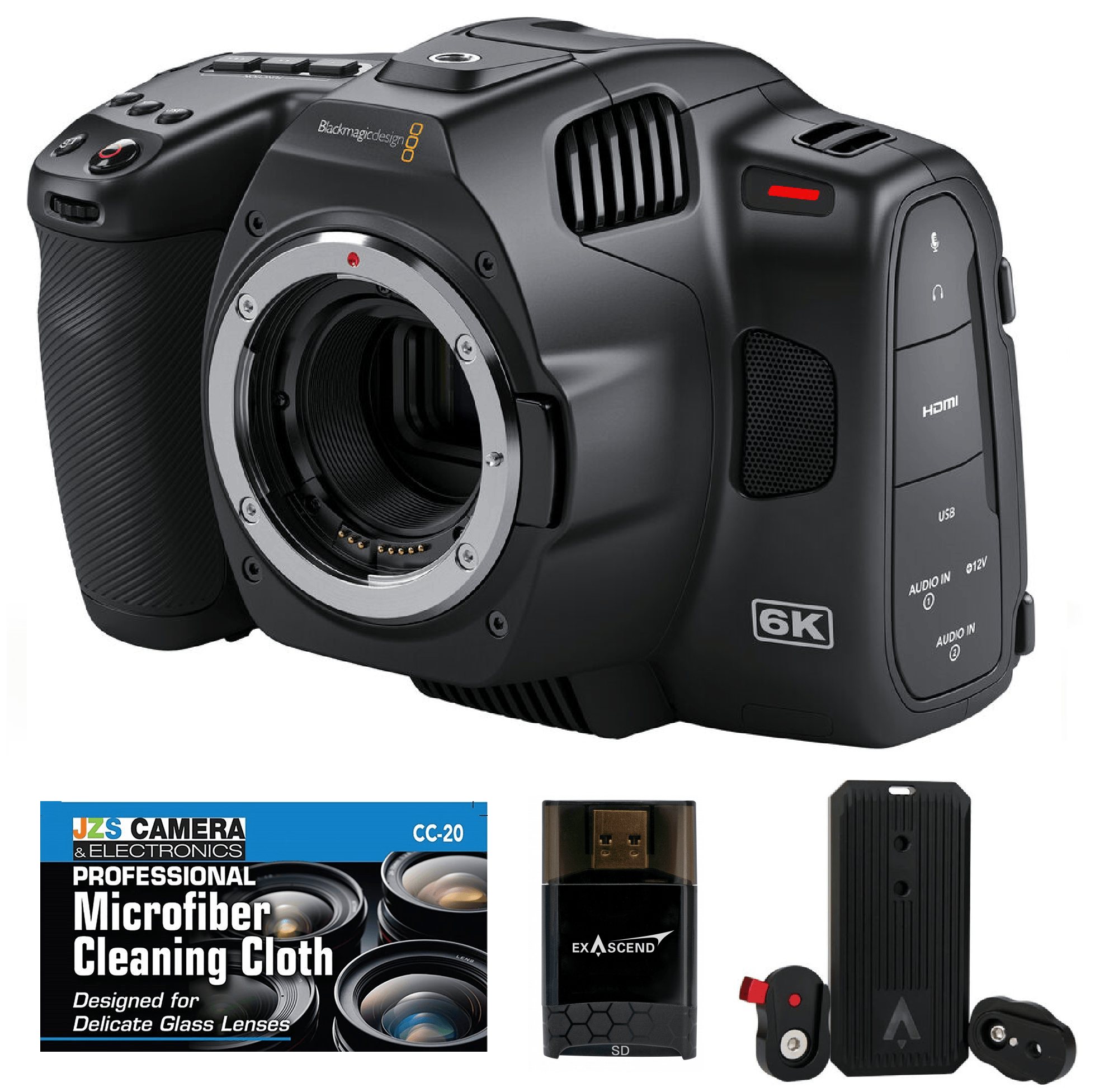 Blackmagic Design Blackmagic Design Pocket Cinema Camera 6K Pro & Exascend Gecko Portable 2TB SSD with Free SD Card Reader Bundle