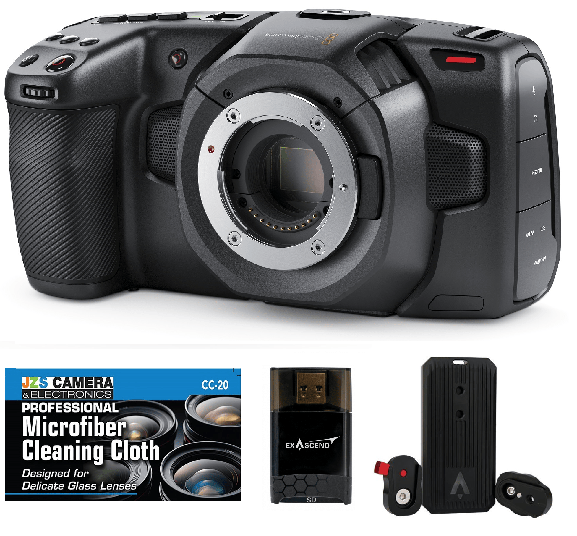 Blackmagic Design Blackmagic Pocket Cinema Camera 4K & Exascend Gecko Portable 2TB SSD with Free SD Card Reader Bundle