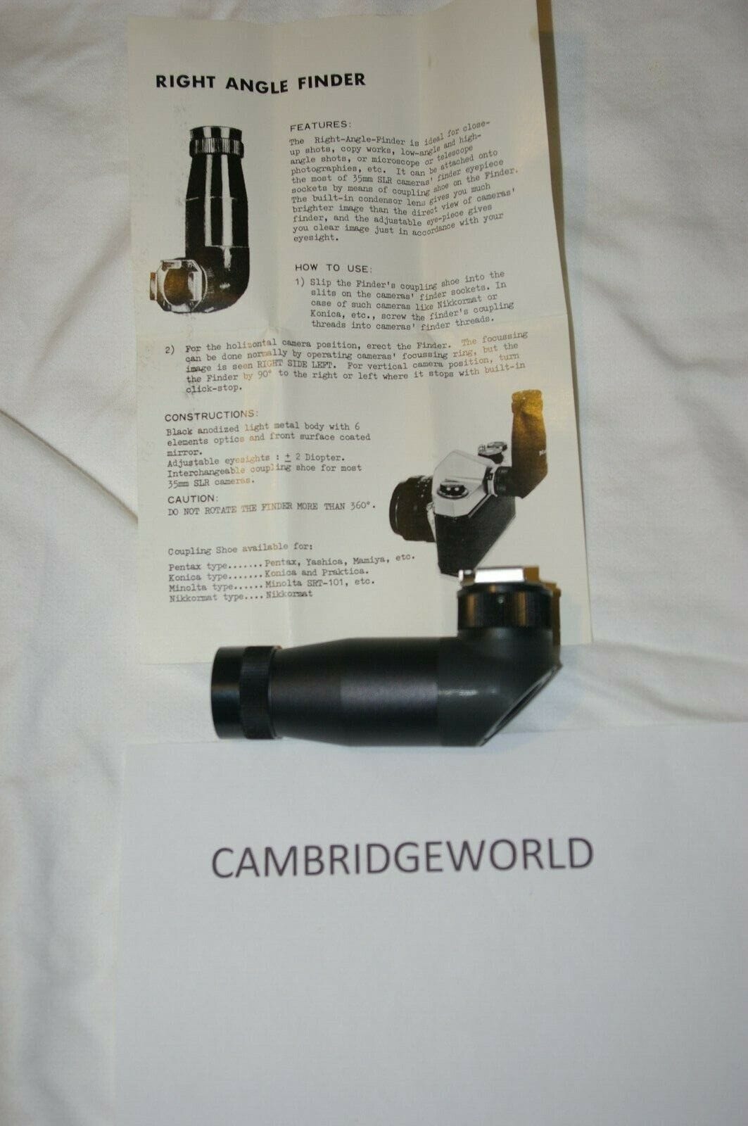 Cambron Cameras & Photo:Camera, Drone & Photo Accessories:Viewfinders & Eyecups Right angle view finder NEW OLD STOCK  for NIKON HIGH EYE POINT cameras