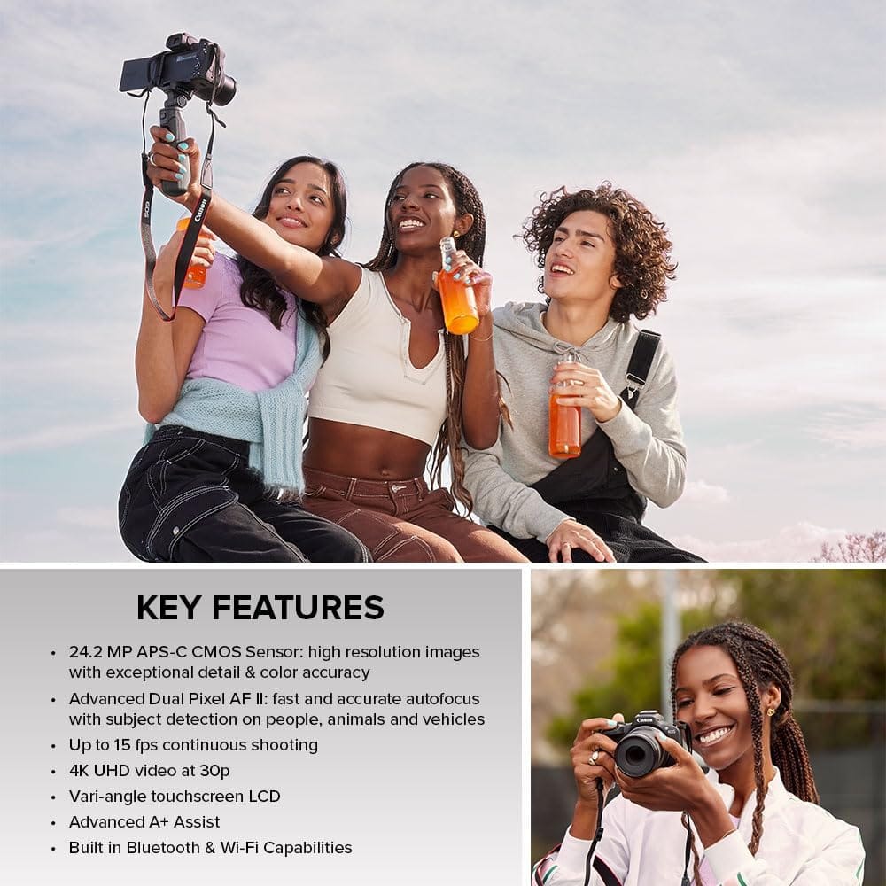 Canon Cameras & Photo:Lenses & Filters:Lenses Canon EOS R50 Mirrorless Camera with 18-45mm and 55-210mm Lenses (Black)