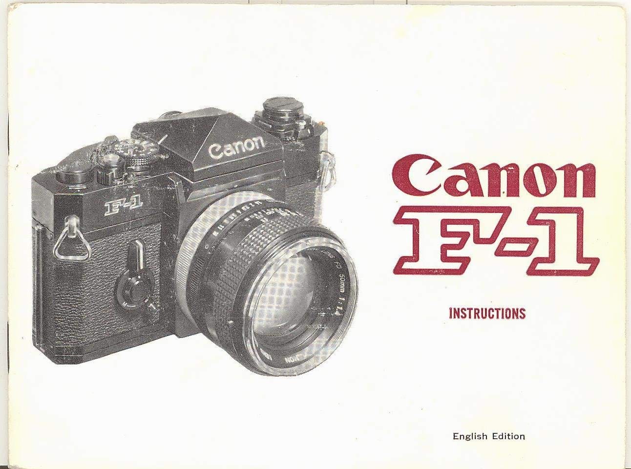 Canon Canon F-1 ORIGINAL Instruction Manual - Old Version [Paperback] Canon Inc