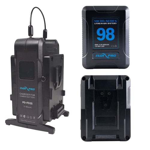 Indipro IndiPRO Tools 2x Micro-Series 98Wh V-Mount Li-Ion Batteries w 2 Batt Charger Kit