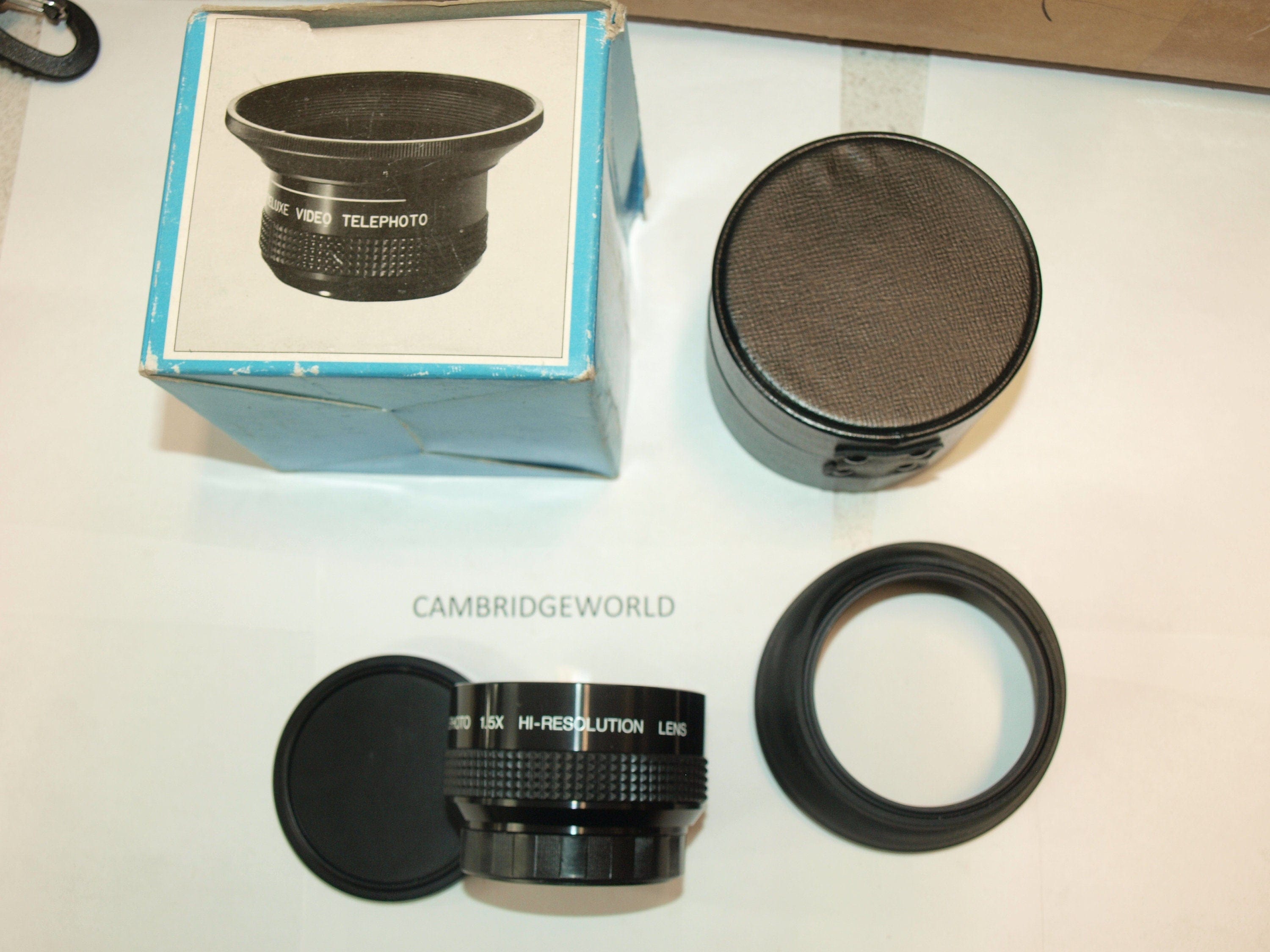 Generic NEW old stock HIGH RESOLUTION 1.5X video telephoto lens with case and lens shade