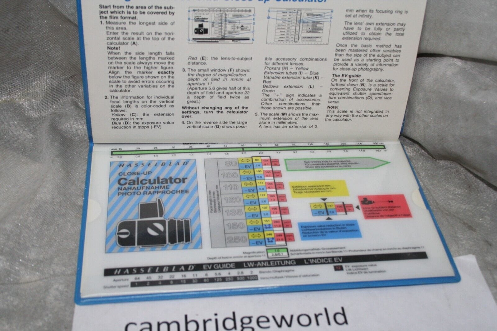 Hasselblad Cameras & Photo:Film Photography:Film Backs & Holders NEW OLD STOCK GENUINE  ORIGINAL HASSELBLAD CLOSE UP CALCULATOR MADE in SWEDEN