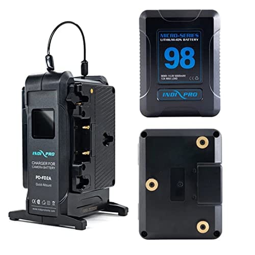 Indipro IndiPRO Tools 2x Micro-Series 98Wh Gold Mount Li-Ion Batteries and Charger Kit