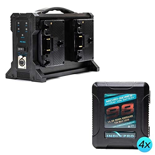 Indipro IndiPRO Tools 4x Micro-Series 98Wh Gold Mount Li-Ion Battery and Quad Pro Charger Kit