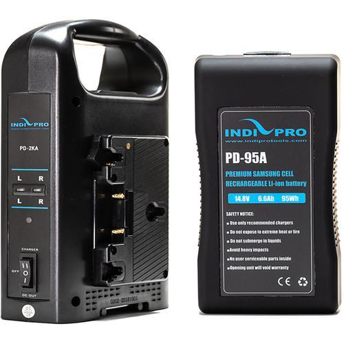 Indipro IndiPRO Tools 95Wh Compact Gold-Mount Lithium-Ion Battery with Dual Battery Charger Kit