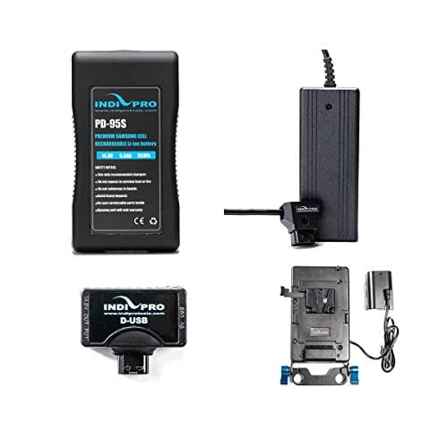 Indipro IndiPRO Tools Blackmagic Pocket Cinema 4K 95Wh V-Mount Battery Kit, Includes V-Mount Plate with Canon LP-E6 Dummy Battery, D-Tap Pro Battery Charger