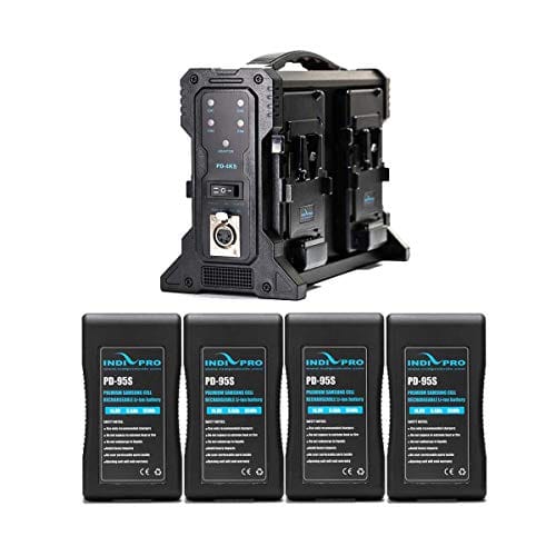 Indipro IndiPRO Tools Four Compact 95Wh V-Mount Li-Ion Batteries and Quad Pro Battery Charger Kit