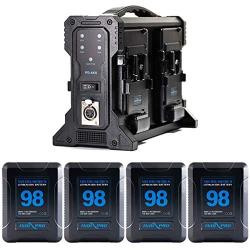 Indipro IndiPRO Tools Four Micro-Series 98Wh V-Mount Li-Ion Battery and Quad Pro Charger Kit