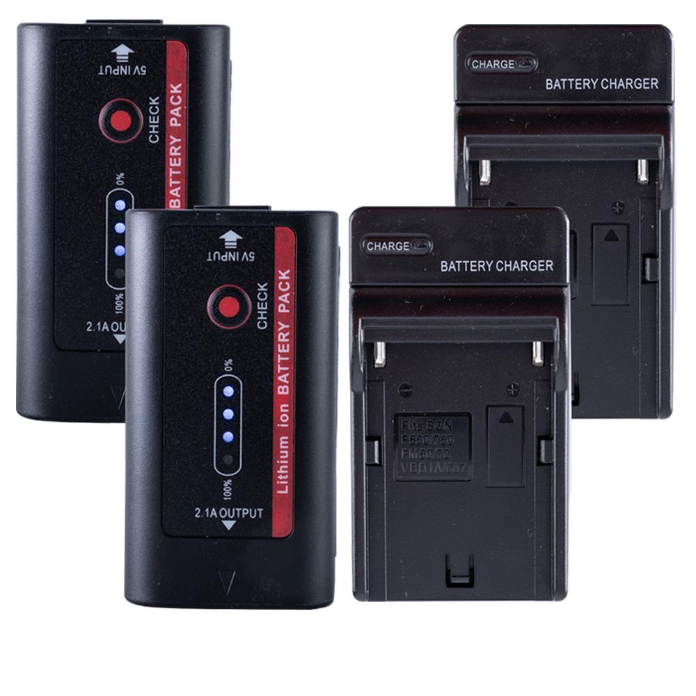Indipro Indipro Tools INPFKT3 2X NP-F980 6600mAh Li-Ion Batteries/Single Battery Chargers