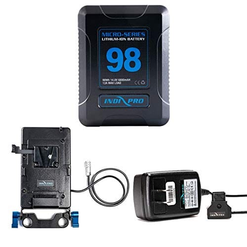 Indipro IndiPRO Tools Micro-Series 98Wh V-Mount Li-Ion Battery Kit for Blackmagic Pocket Cinema Camera 6K/4K with 15mm Rod, D-Tap Pro Battery Charger