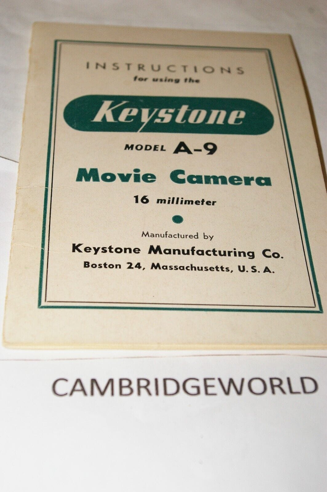 Keystone Cameras & Photo:Camera Manuals & Guides KESTONE  A-9 16mm CAMERA INSTRUCTION MANUAL GUIDE BOOK GENUINE ORIGINAL