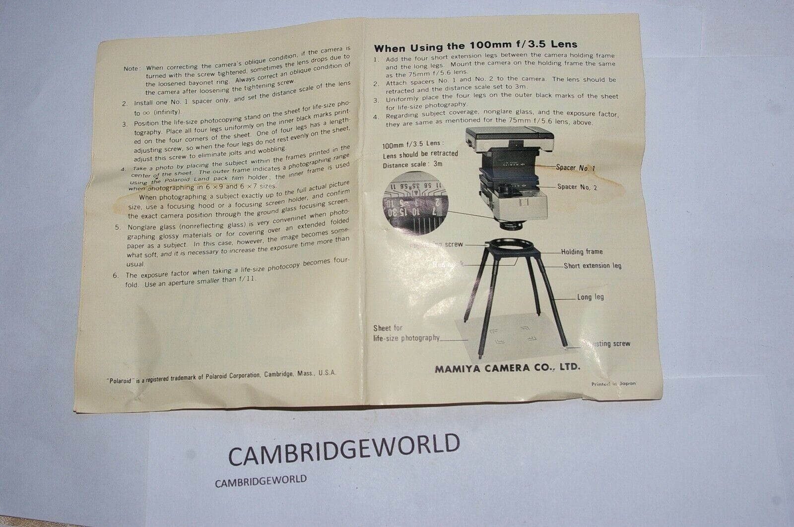 Mamiya Cameras & Photo:Lenses & Filters:Lenses LIFE SIZE PHOTO COPYING SET MAMIYA UNIVERSAL BRAND NEW VERY OLD STOCK