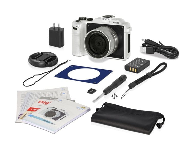 Minolta Minolta MND65 56MP 4K Ultra HD Wi-Fi Selfie Shot Digital Camera (White Body, Black +Blue Faceplates)