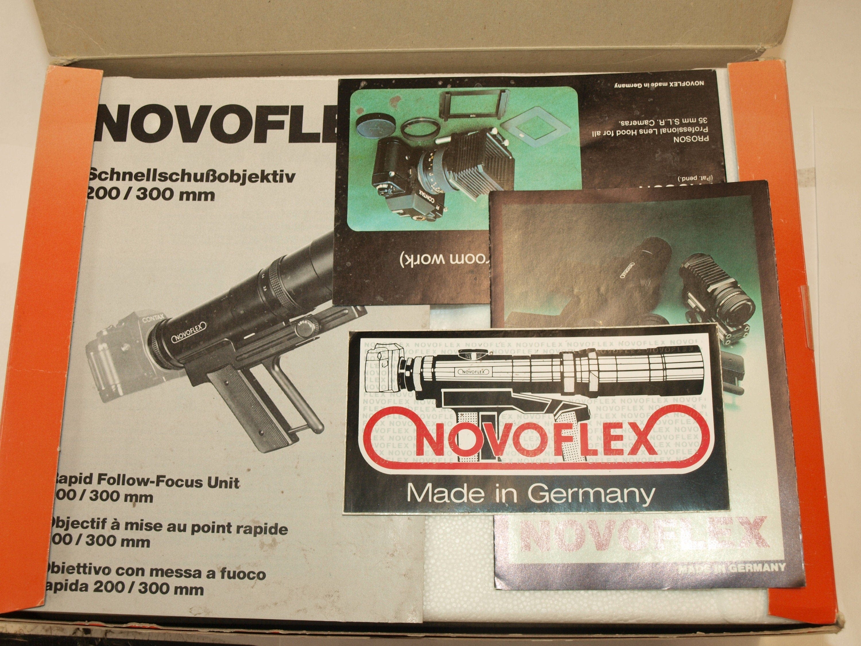 Novoflex NEW old stock 200mm F3.8 Novoflex Follow Focus telephoto lens in box
