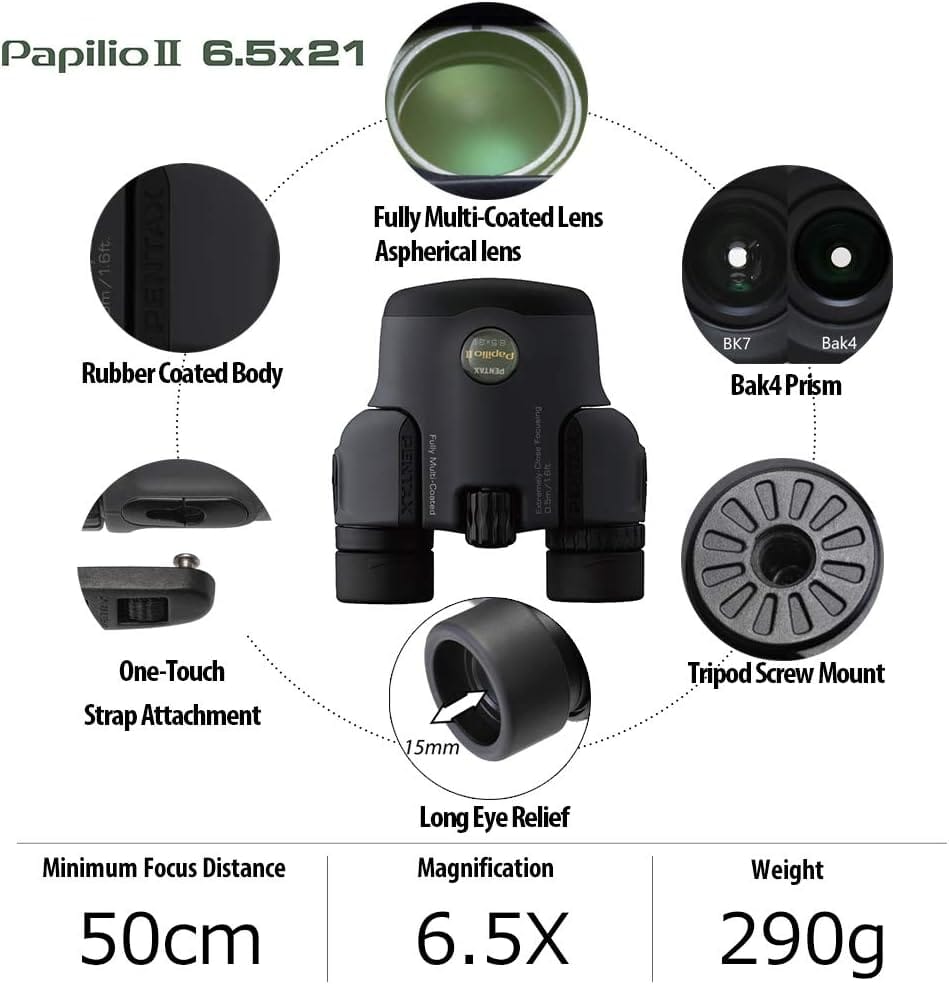 Pentax Cameras & Photo:Binoculars & Telescopes:Binoculars & Monoculars Pentax 6.5x21 U-Series Papilio II Binoculars