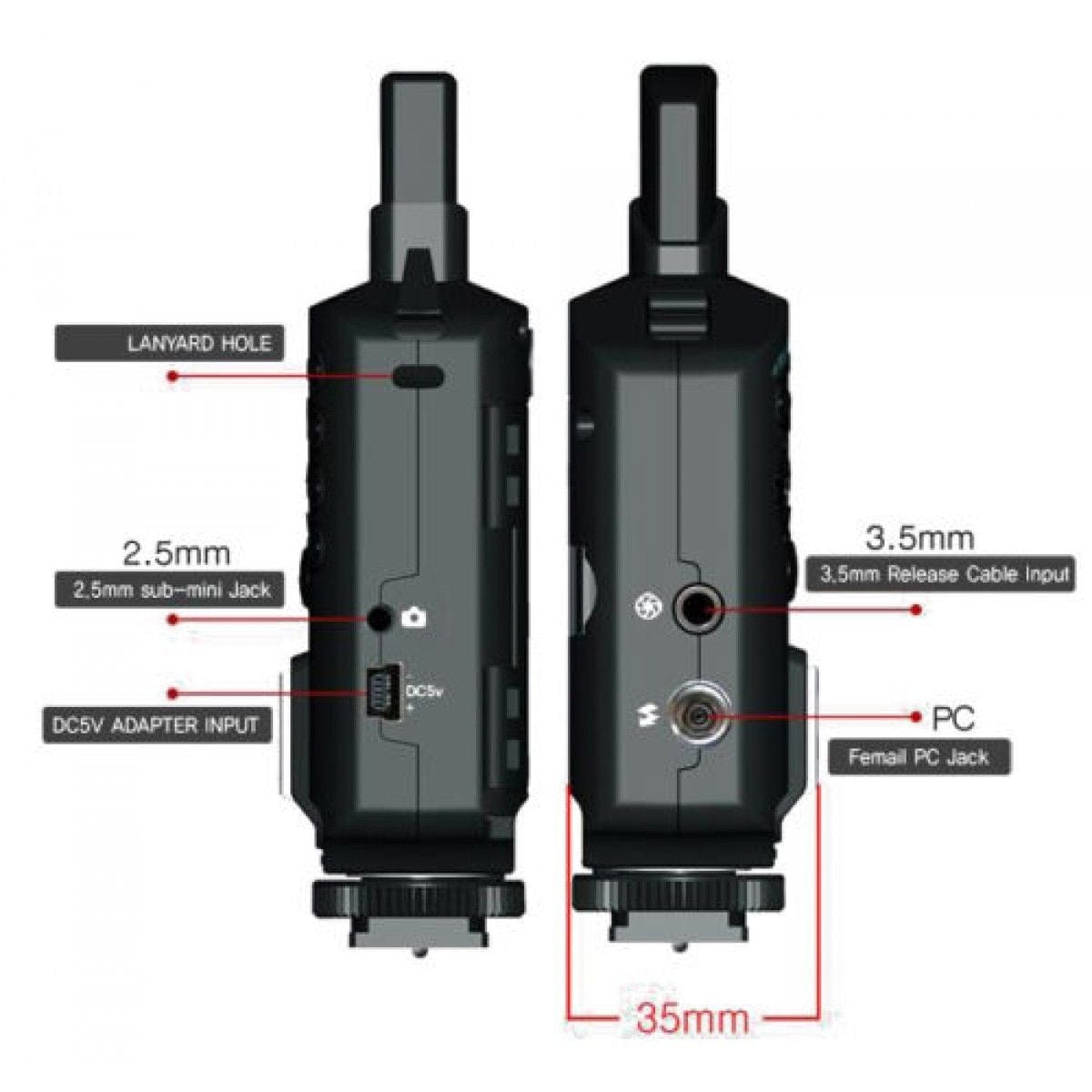 PocketWizard PocketWizard Plus III Transceiver (Black) + 3' Hot Shoe to Mini Jack Adapter