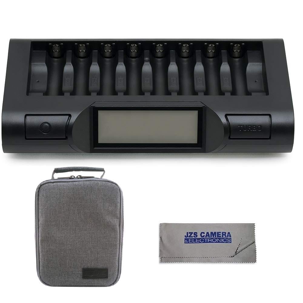 Powerex Powerex MH-C980 8-Cell Turbo Charger and Analyzer (New 2019 Model) with Powerex Accessory Padded Bag Travel Kit