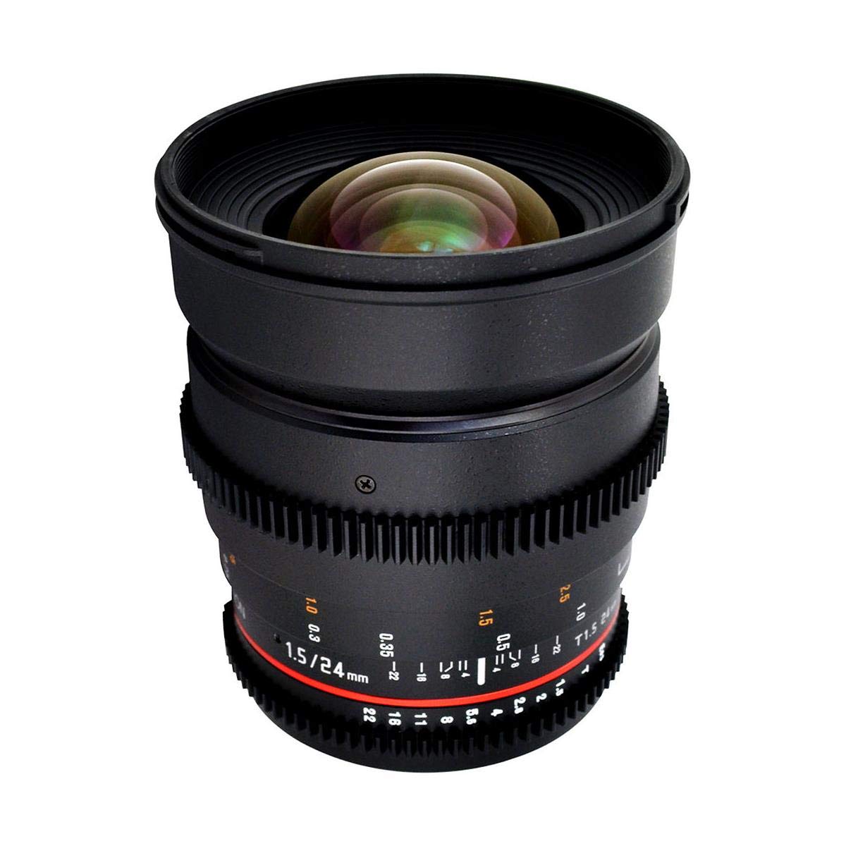 Rokinon Canon Rokinon Cine CV24M-C 24mm T1.5 Cine Wide Angle Lens with De-Clicked Aperture and Follow Focus Compatibility 24-24mm Wide-Angle Lens