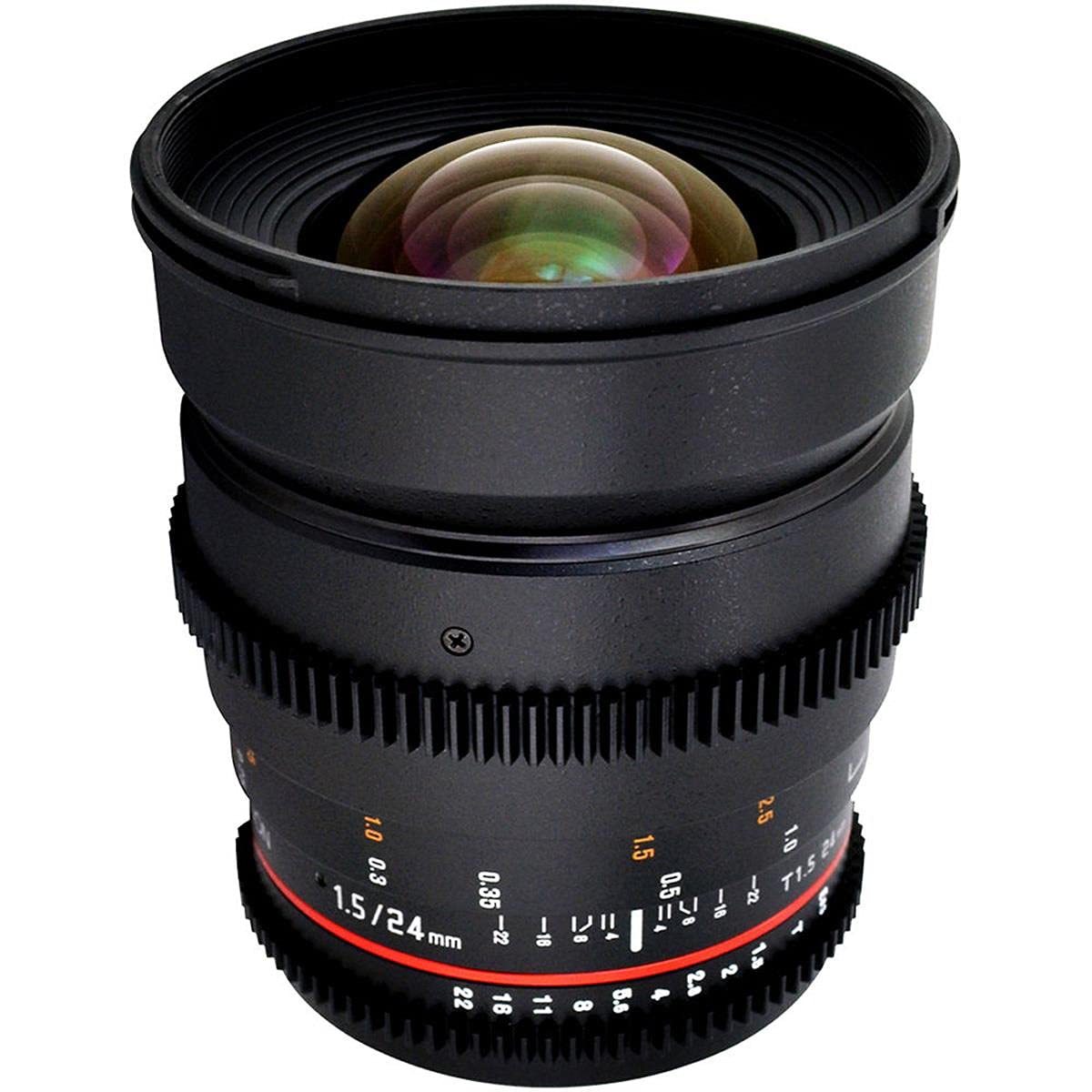 Rokinon Nikon Rokinon Cine CV24M-C 24mm T1.5 Cine Wide Angle Lens with De-Clicked Aperture and Follow Focus Compatibility 24-24mm Wide-Angle Lens