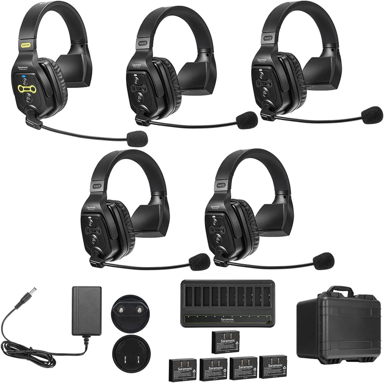 Saramonic Consumer Electronics:Radio Communication:Parts & Accessories:Headsets & Earpieces WiTalk-WT5S 5-Person Full-Duplex 1.9GHz Wireless Single-Ear Headset Intercom System with Hard Case