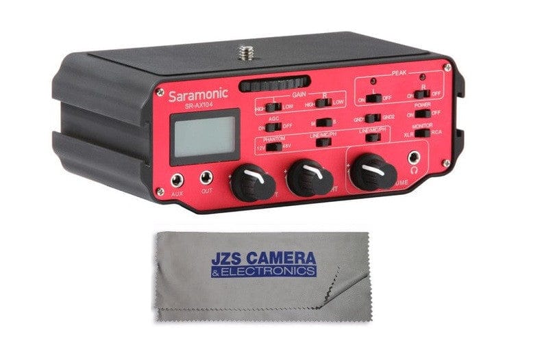 Saramonic Saramonic SR-AX104 Two-Channel XLR Audio Adapter with Preamplifiers and Phantom Power for DSLR Cameras & Camcorders Kit with Cleaning Cloth