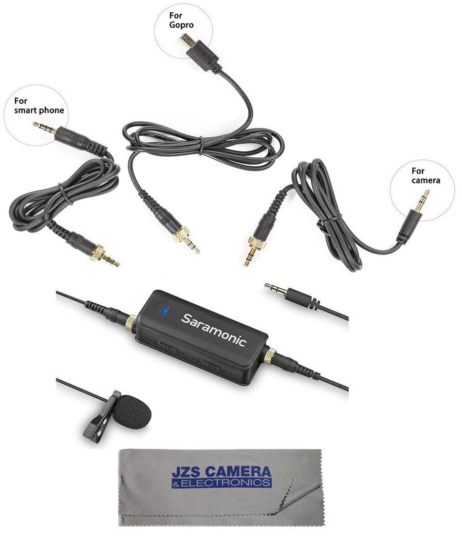 Saramonic Saramonic SR-LavMic Premium Lavalier Microphone for iPhone/Android Smartphones, GoPro, DSLR Cameras, Camcorders & Portable Recorders Kit with Cleaning Cloth