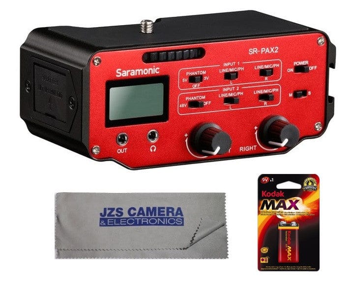 Saramonic Saramonic SR-PAX2 Universal Audio Adapter for DSLR Cameras Kit with Cleaning Cloth & 9V Battery