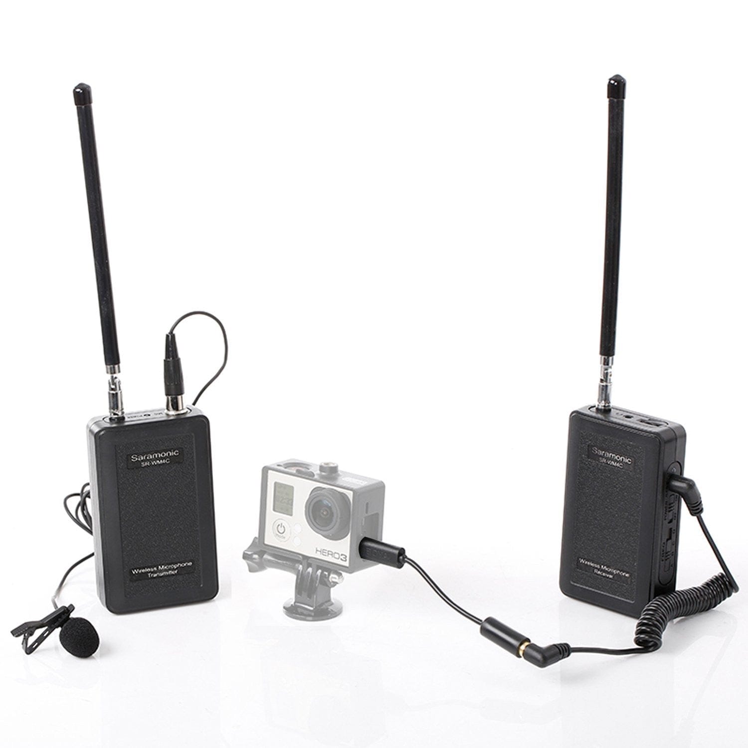 Saramonic Saramonic SR-WM4C Wireless 4-Channel VHF Lavalier Omnidirectional Microphone System Kit with Cleaning Cloth & 4 AA Batteries