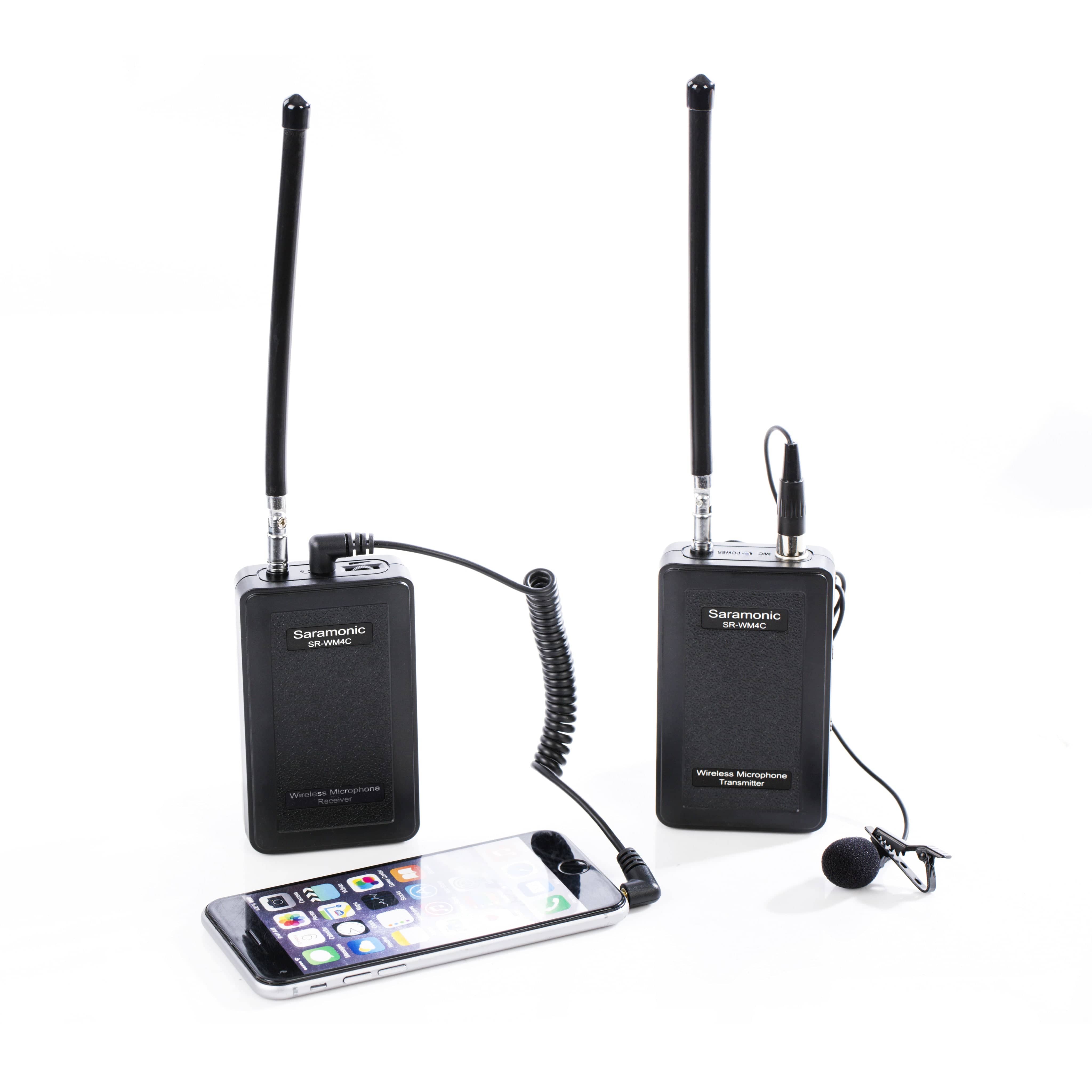 Saramonic Saramonic SR-WM4C Wireless 4-Channel VHF Lavalier Omnidirectional Microphone System Kit with Cleaning Cloth & 4 AA Batteries