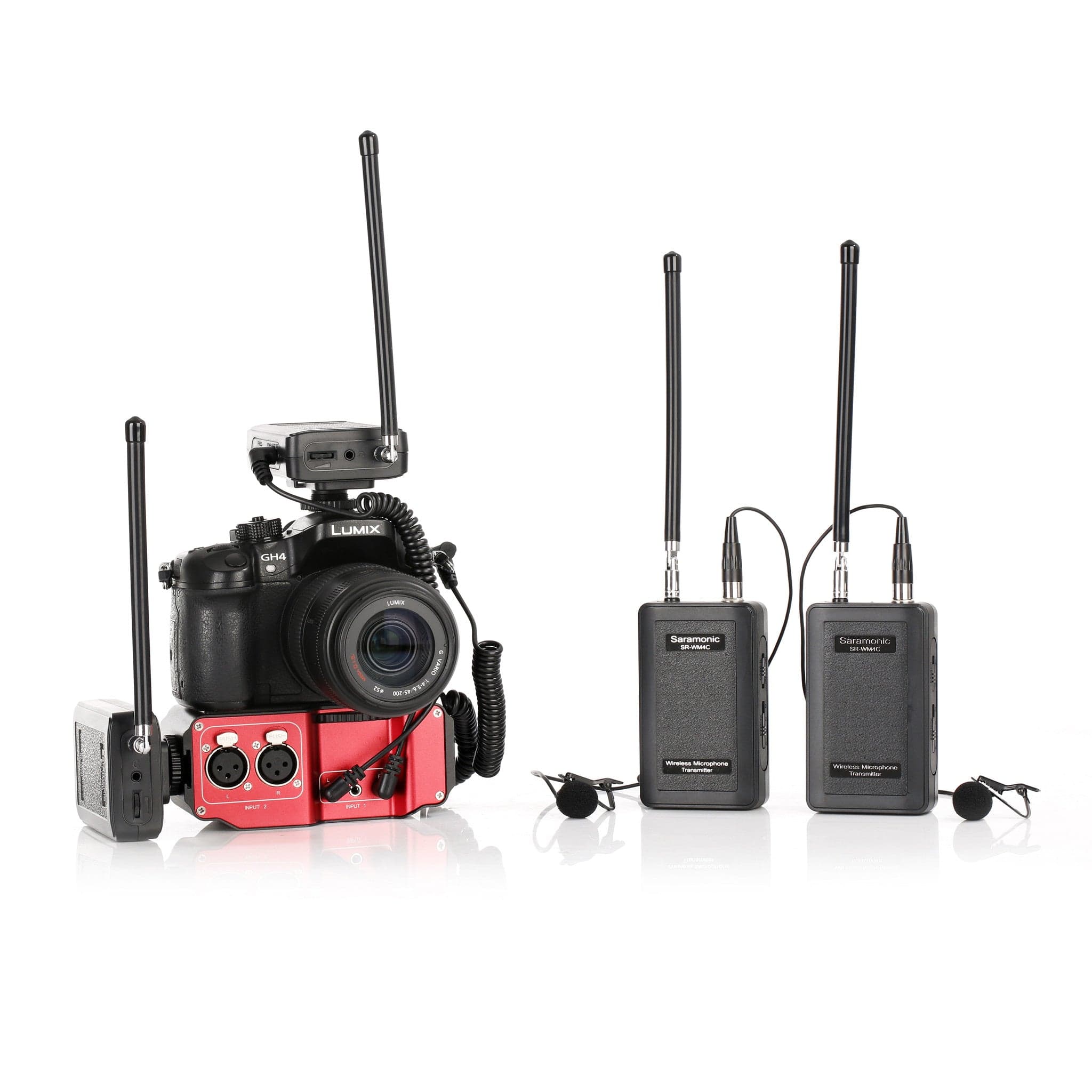 Saramonic Saramonic SR-WM4C Wireless VHF Dual Lavalier System Kit with SR-PAX2 Mixer, 12 AA Batteries, and Cleaning Cloth