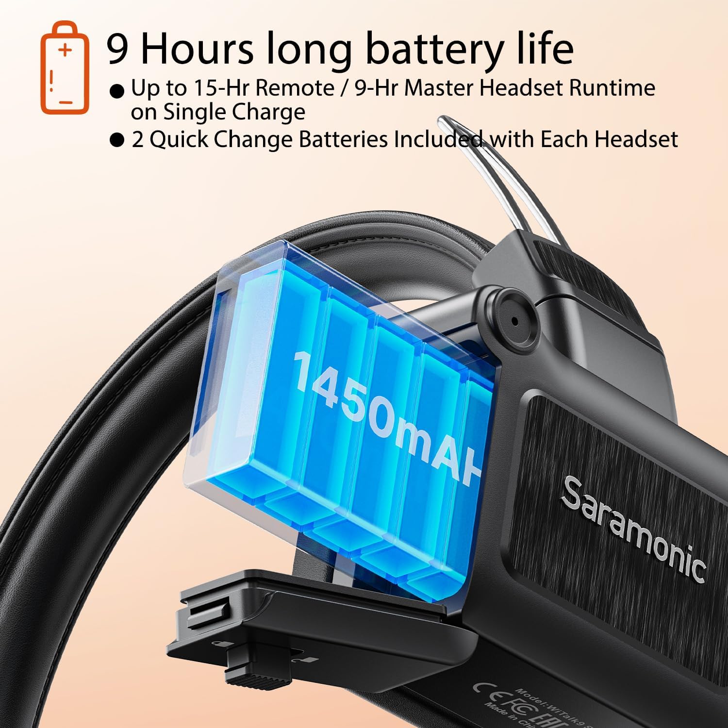 Saramonic Saramonic WiTalk9-3S 3-Person Full-Duplex Wireless Intercom System with Single-Ear Headsets (1.9 GHz)